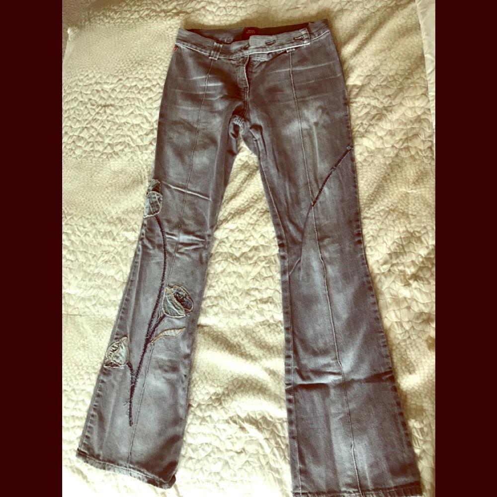 Vintage Miss Sixty patch embroidered grey jean